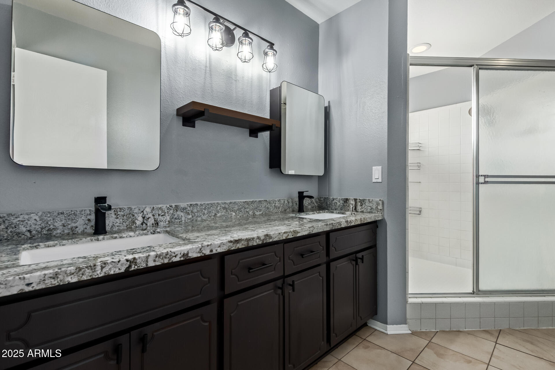 9266 East Quarterline Road Mesa, AZ 85207 - Photo 18 of 31 a bathroom with a granite countertop sink and a mirror