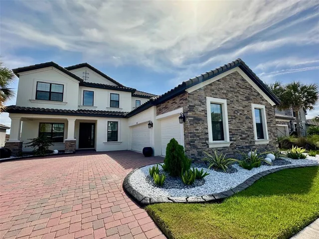 a view of a garden with a slide