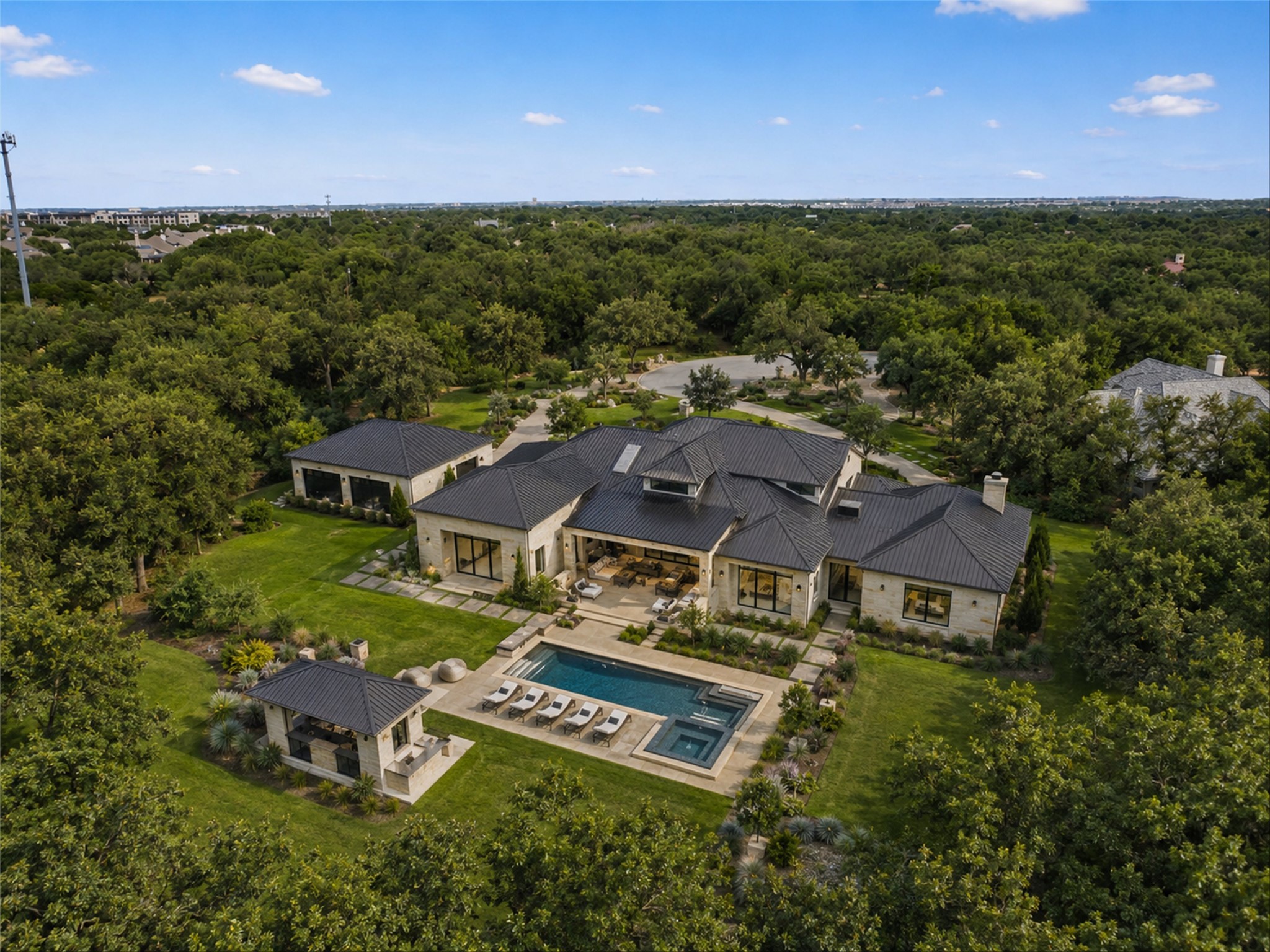 120 East Rustle Cove Georgetown, TX 78628 - Photo 4 of 25 an aerial view of a house with pool outdoor seating and yard