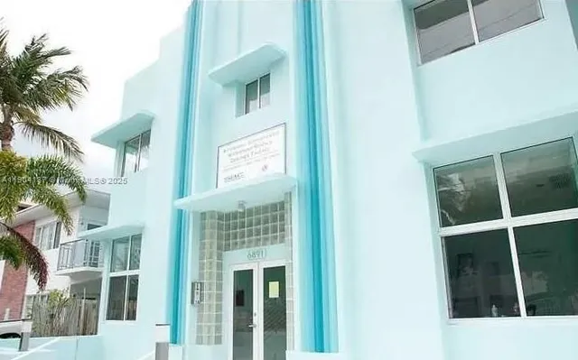 a front view of a building