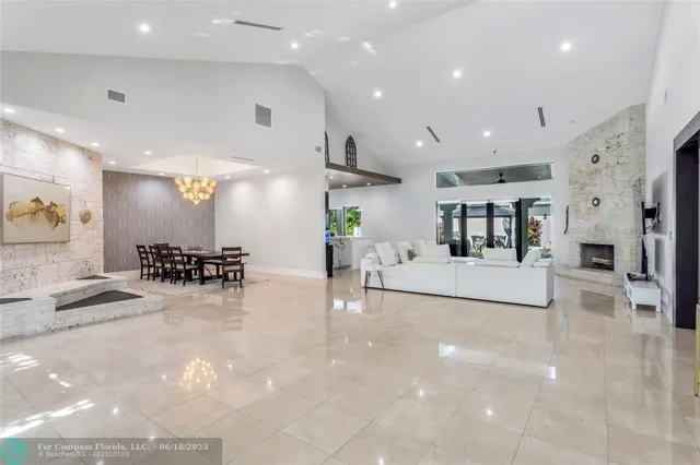 a view of kitchen with furniture and a counter