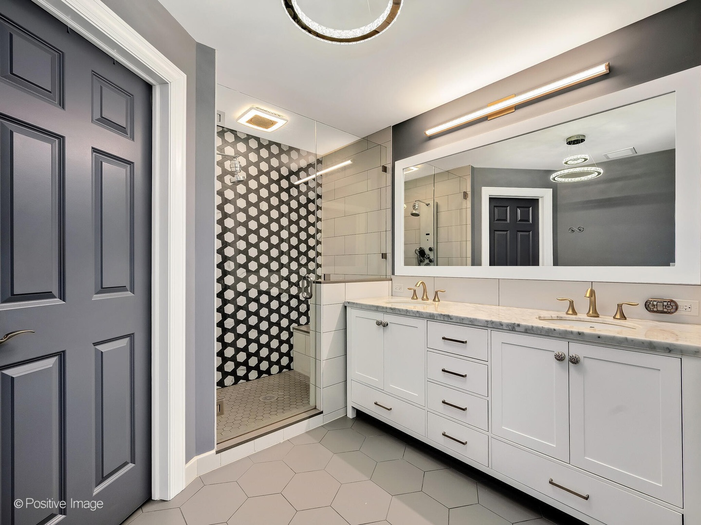 1401 Burr Oak Road, Unit 114B Hinsdale, IL 60521 - Photo 24 of 40 a bathroom with a double vanity sink mirror and double