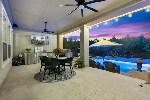 a swimming pool with yard