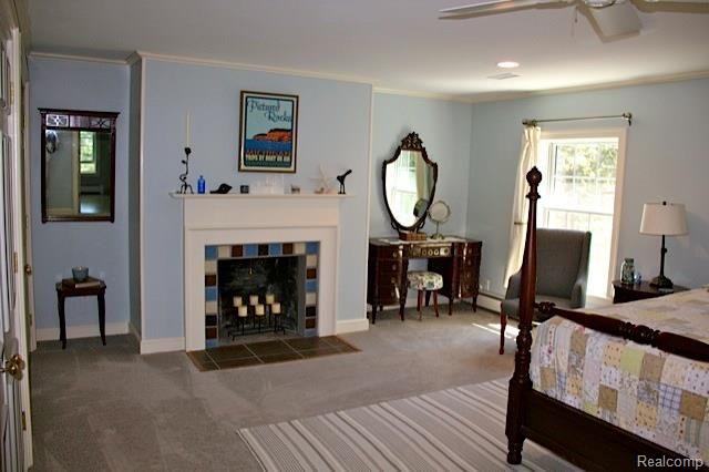 1431 Washington Road Rochester, MI 48306 - Photo 36 of 75 Master Bedroom with Additional Pewabic Surround Fireplace