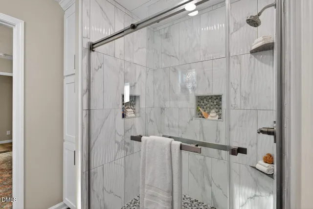 a view of a room with racks on the wall