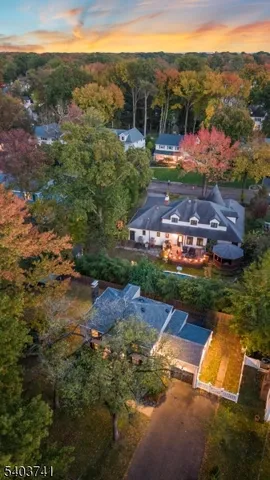 aerial view of a house with a garden