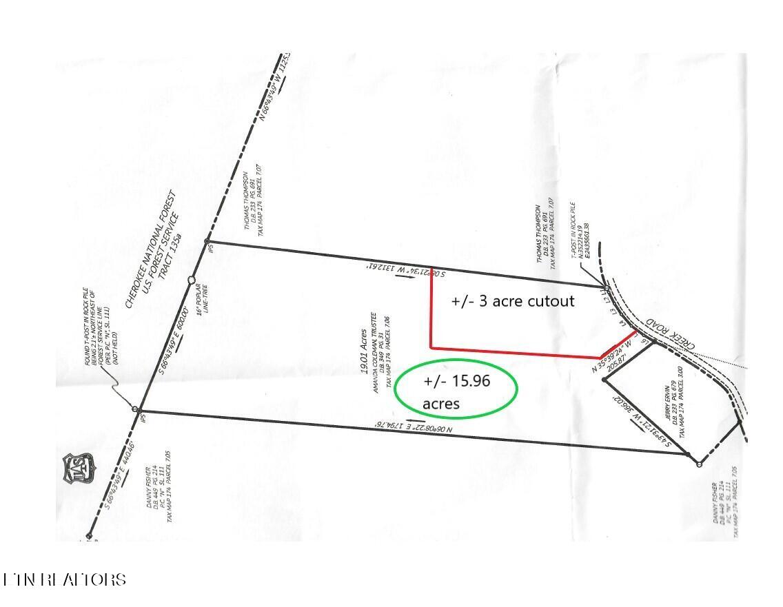 Creek Road Tellico Plains, TN 37385 - Photo 8 of 8 Approximate Survey 15.96 +- Acres