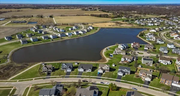 an aerial view of a house with a garden view