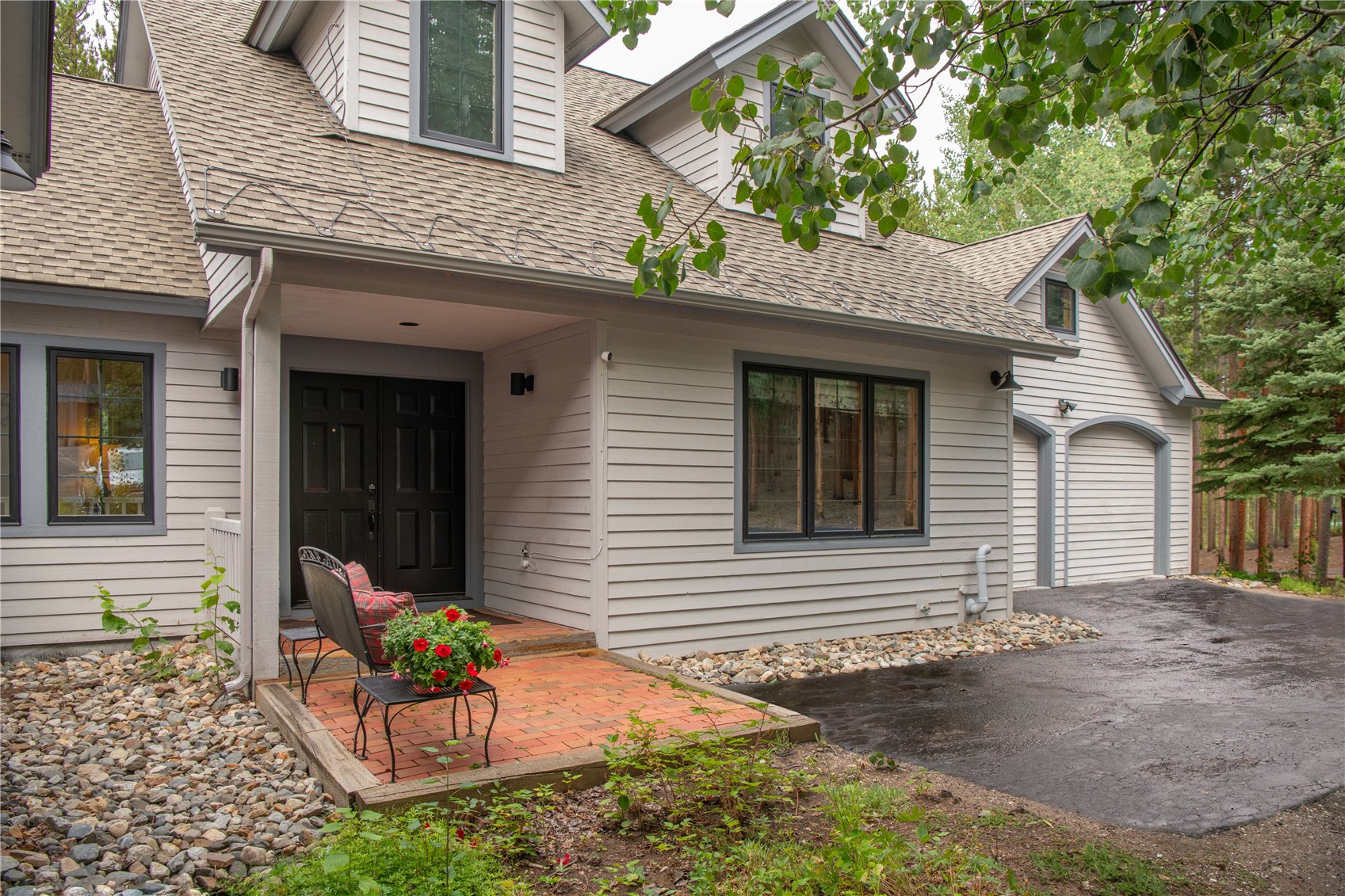 Enjoy privacy from the front patio surrounded by trees