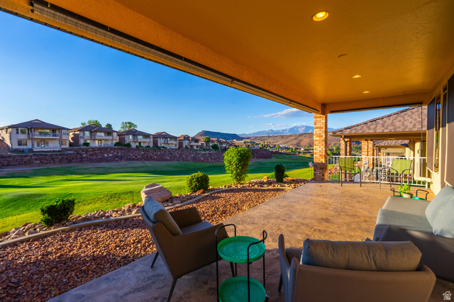 2212 Chippenham Court St. George, UT 84770 - Photo 29 of 75 View of patio with outdoor lounge area and golf course view