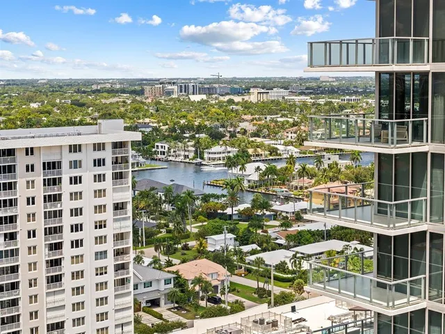 a view of a city with tall buildings