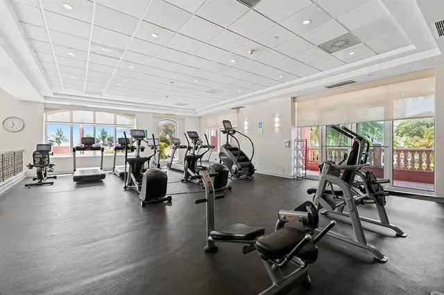 a view of a room with gym equipment