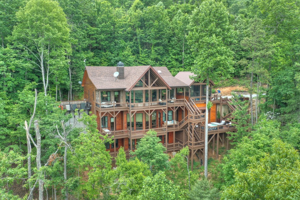 436 Geronimo Road Cherry Log, GA 30522 - Photo 72 of 72 an aerial view of a house with yard and trees in the background
