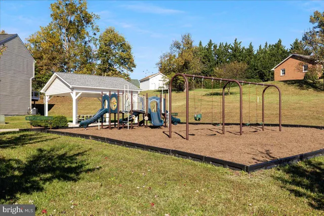 a view of a park with slide