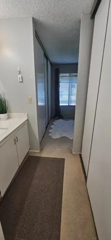 a view of a room that has a wooden floor