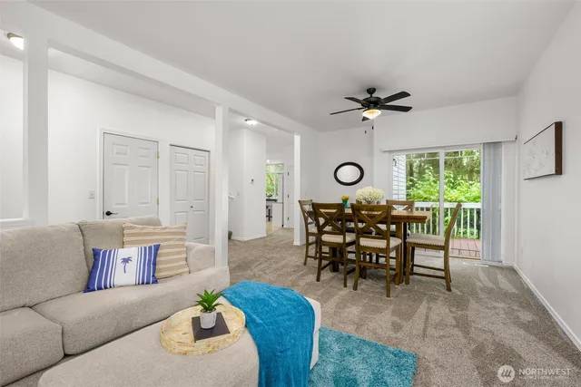 a view of a livingroom and dining room