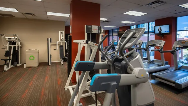 a view of a room with gym equipment