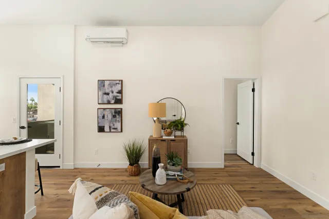 a living room with furniture
