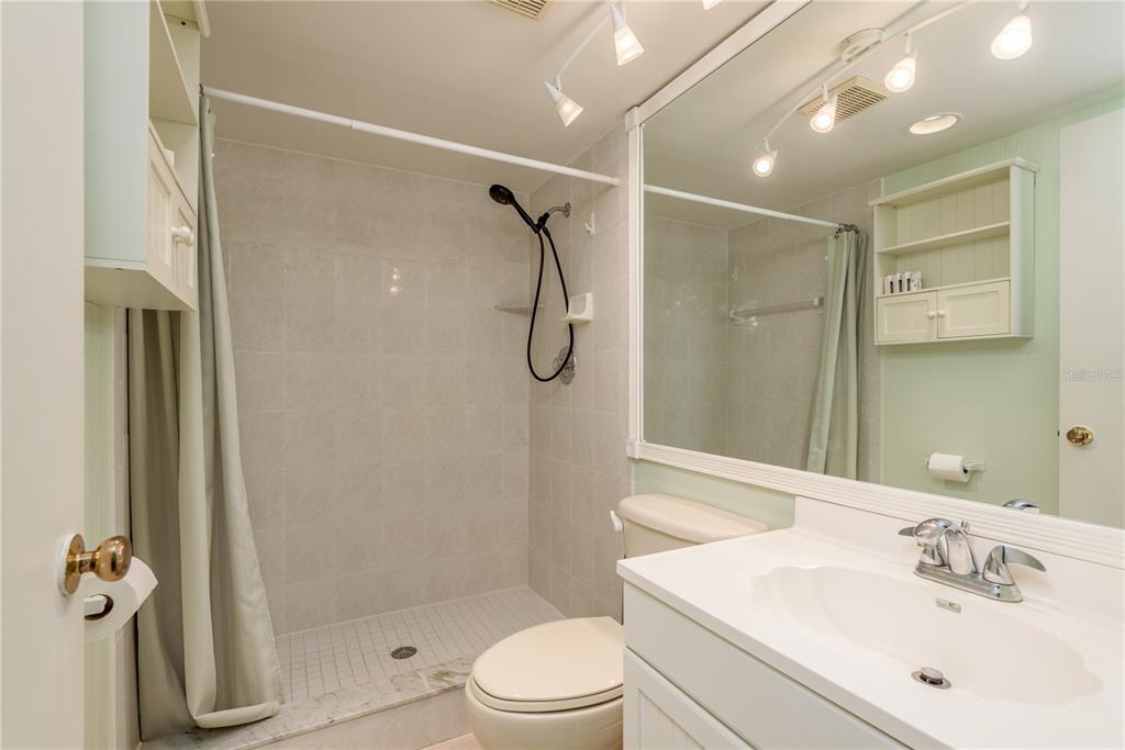 1381 McMullen Booth Road, Unit 1381 Clearwater, FL 33759 - Photo 21 of 36 a bathroom with a shower sink vanity mirror and toilet