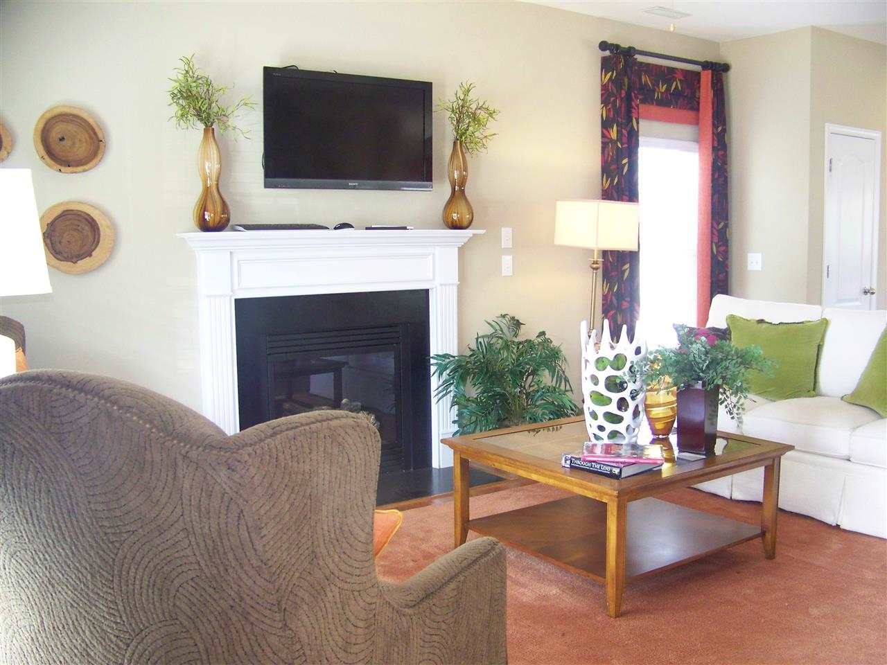 5301 Stowecroft Lane Raleigh, NC 27616 - Photo 2 of 25 a living room with furniture a flat screen tv and a fireplace