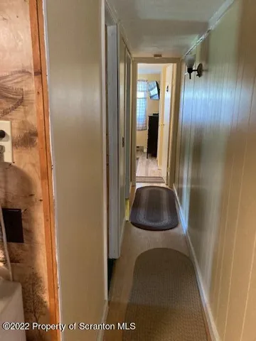 a room with blue lights with window