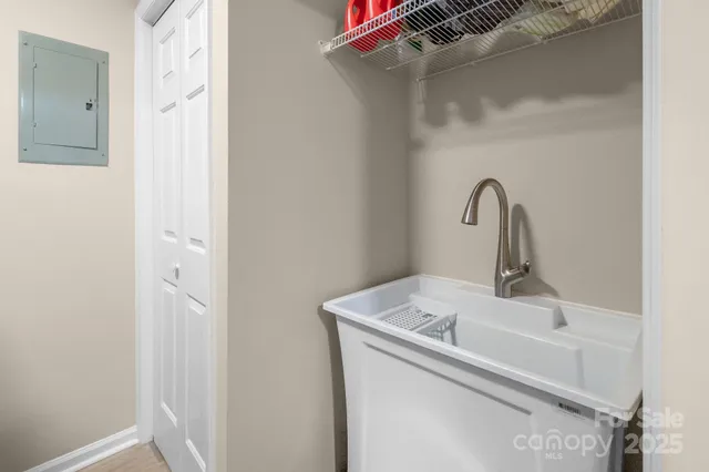 a close view of a sink and tap