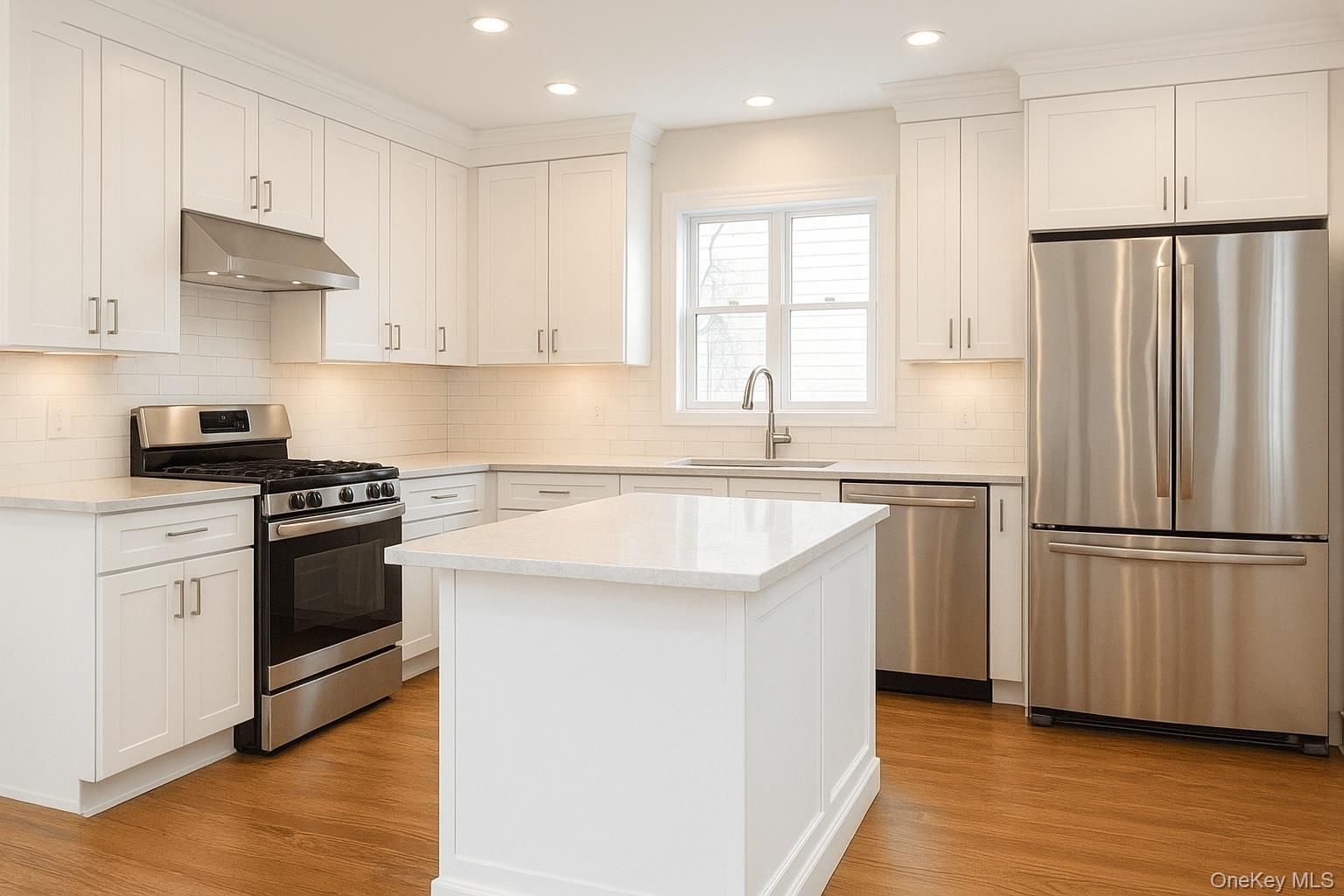 Lot 23 Frans Way Rocky Point, NY 11778 - Photo 6 of 8 a kitchen with white cabinets and white appliances