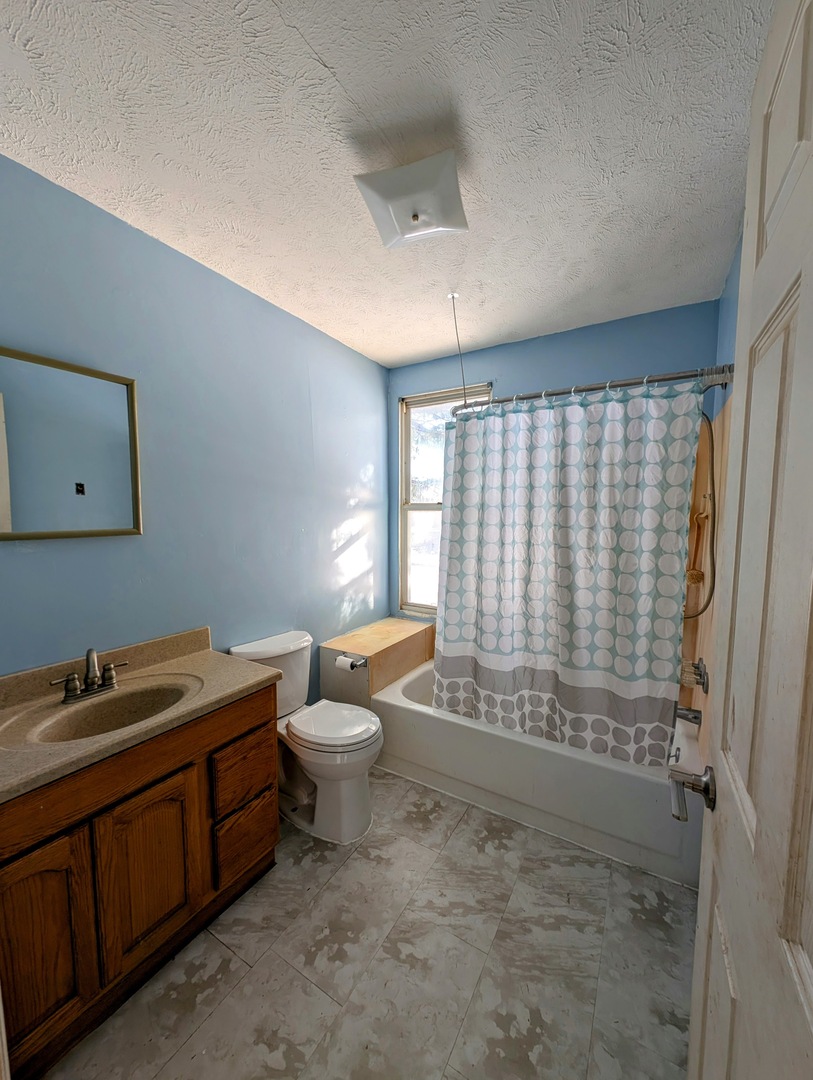 543 East 3rd Street El Paso, IL 61738 - Photo 13 of 21 a bathroom with a granite countertop sink toilet and shower