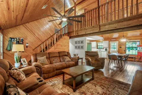 a living room with furniture