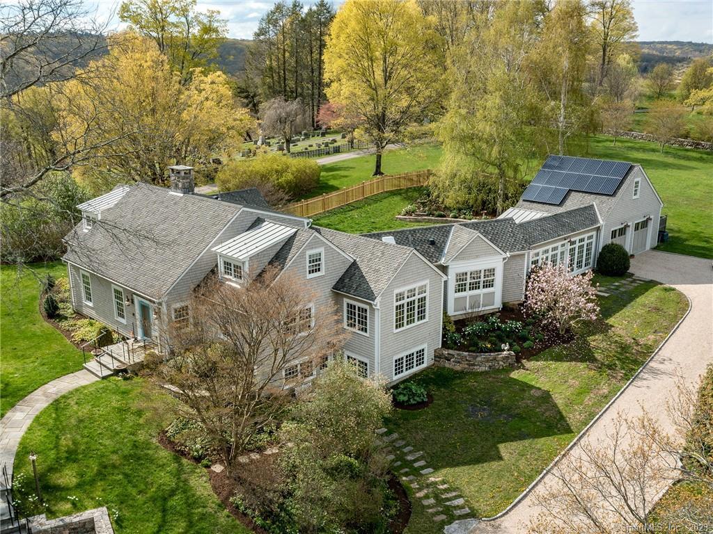 an aerial view of a house