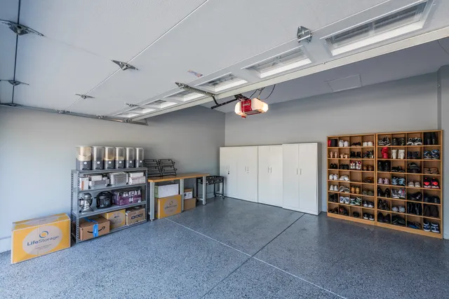 a view of a garden with a building in the background