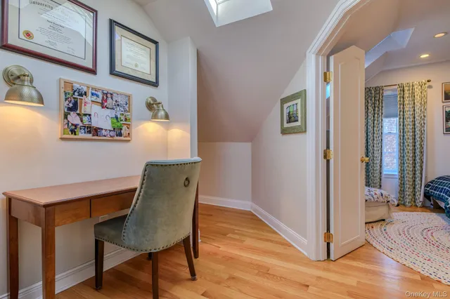 a workspace with furniture