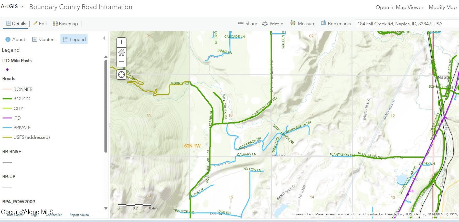 Lot 7-bk Fall Creek Road Naples, ID 83847 - Photo 22 of 24 County Road Map