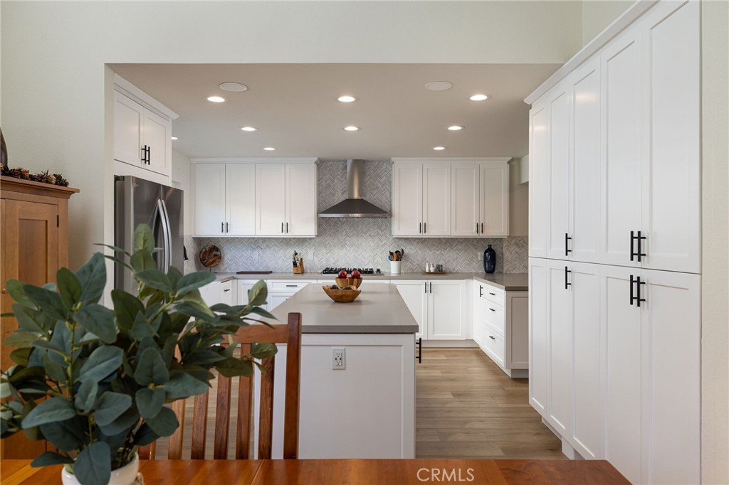 602 Calle Ganadero San Clemente, CA 92673 - Photo 10 of 42 a kitchen with a refrigerator a sink and white cabinets