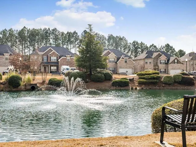 a view of a lake with houses