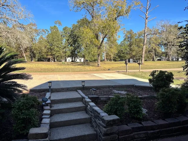 a view of an outdoor space and swimming pool