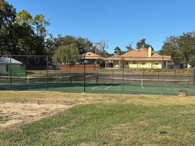 a view of a volley ball court