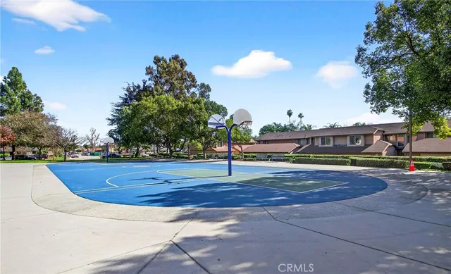 a view of a park with swings