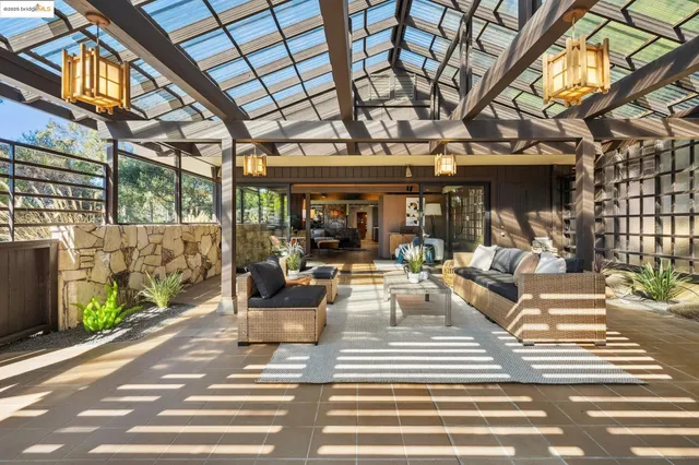 a view of outdoor space with seating area