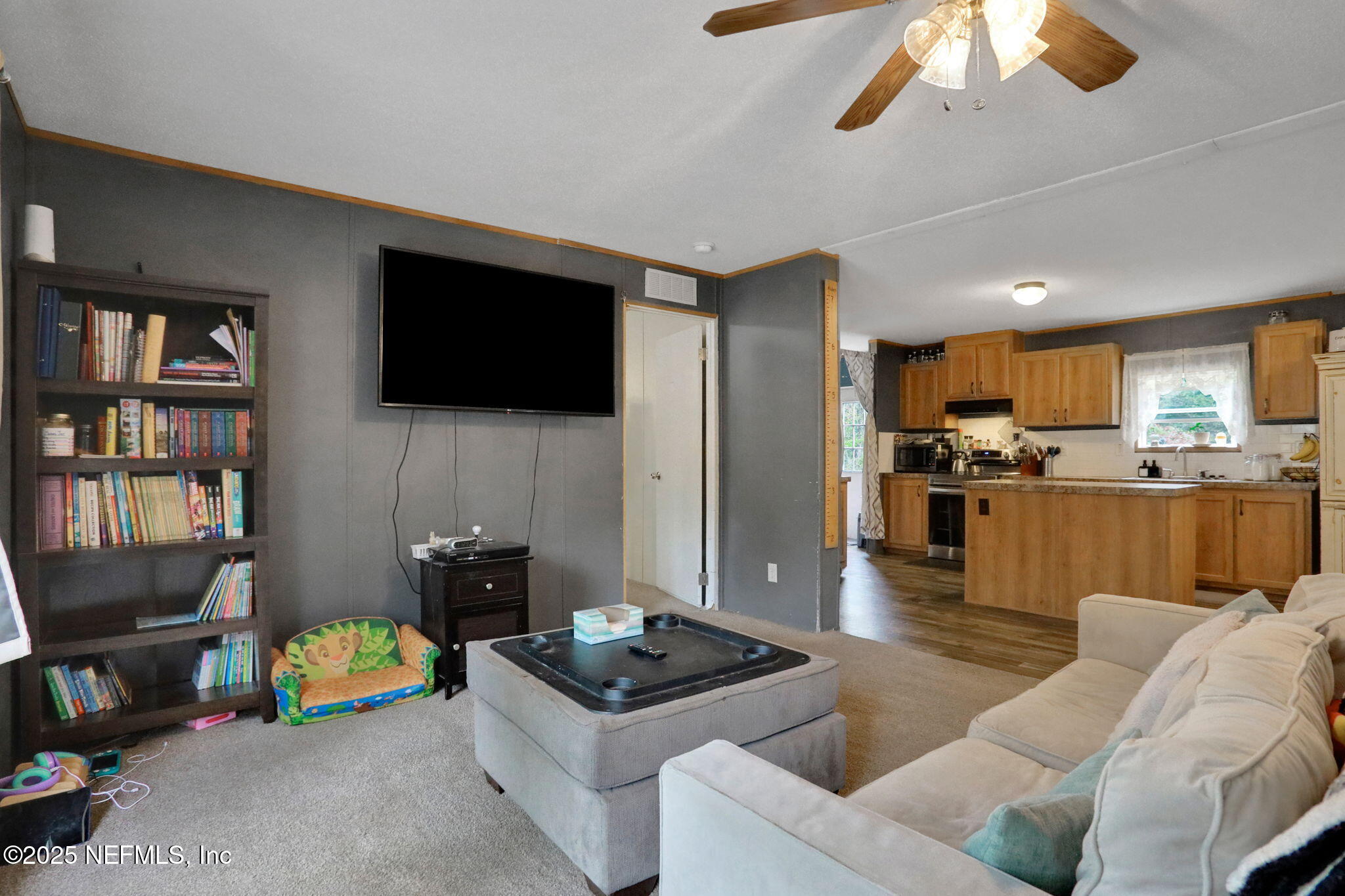 4527 Bondarenko Road Keystone Heights, FL 32656 - Photo 10 of 56 a living room with furniture and a flat screen tv