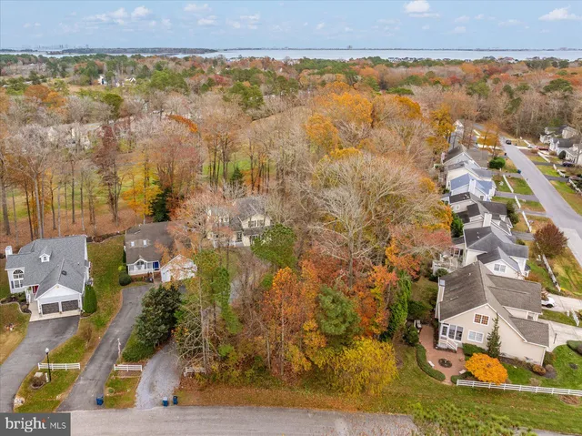 an aerial view of residential houses with yard
