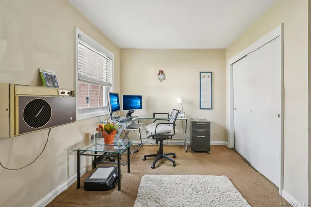 a living room with furniture a rug and a window