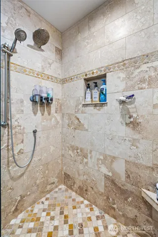a bathroom with a shower