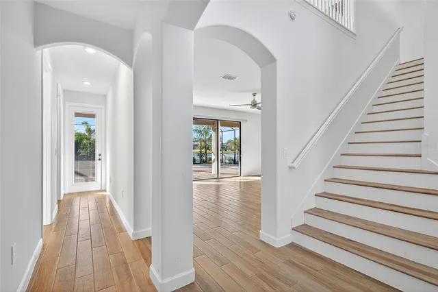 a view of a room with racks on the wall