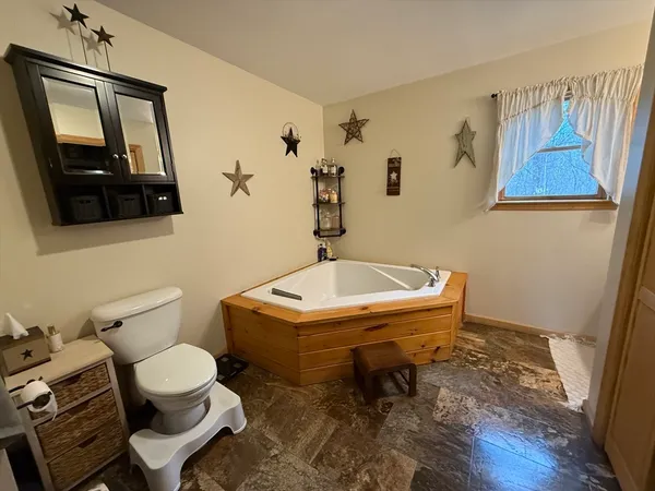 a bathroom with a toilet a sink and a mirror