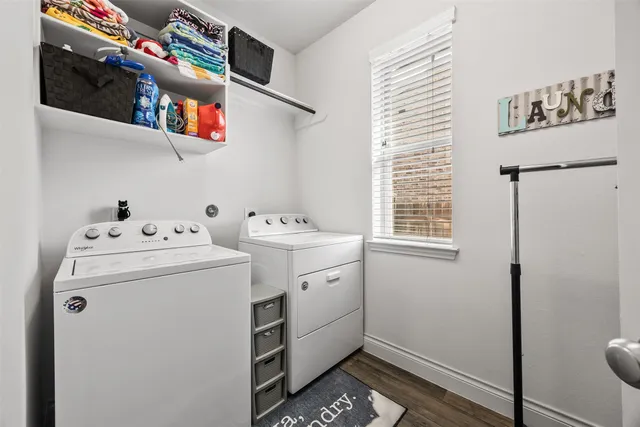 a utility room with dryer and washer