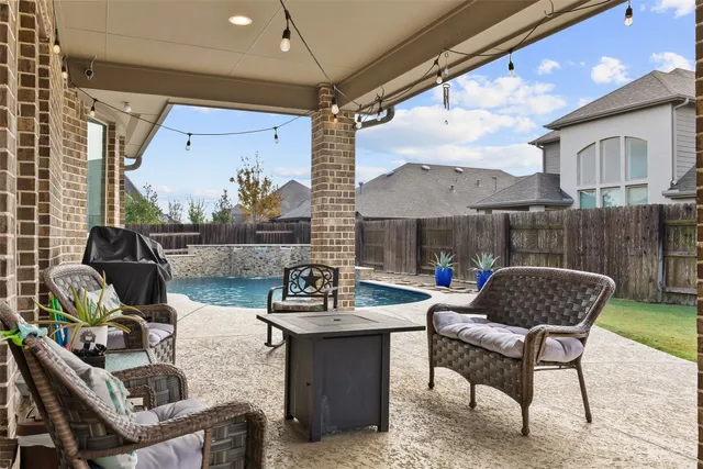a outdoor living space with furniture