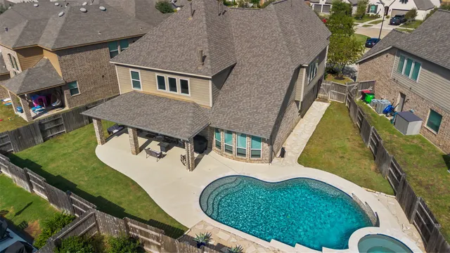 an aerial view of a house