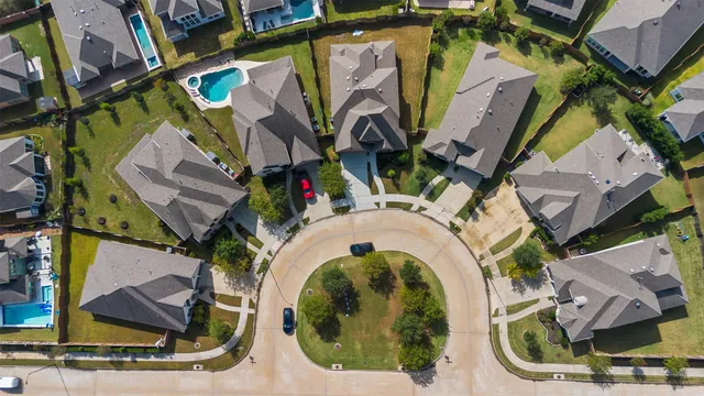 an aerial view of a house