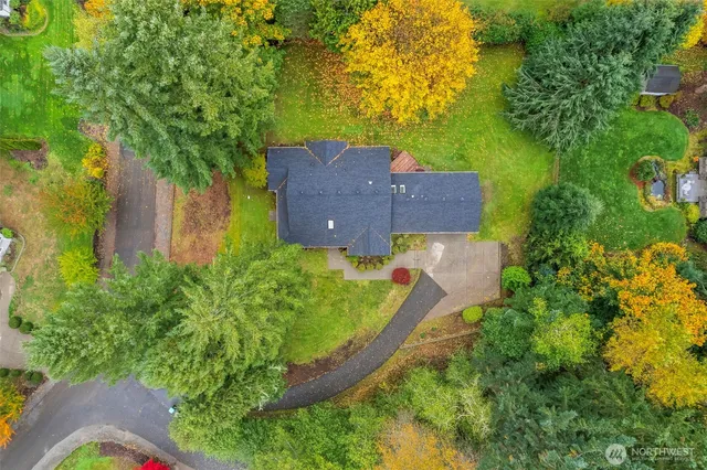 an aerial view of a house